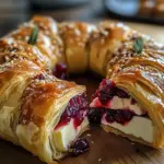 Brie Cheese and Cranberry Christmas Wreath