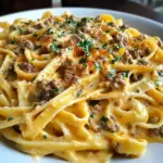 Creamy Cajun Beef Fettuccine with Spicy Cheddar Garlic Sauce