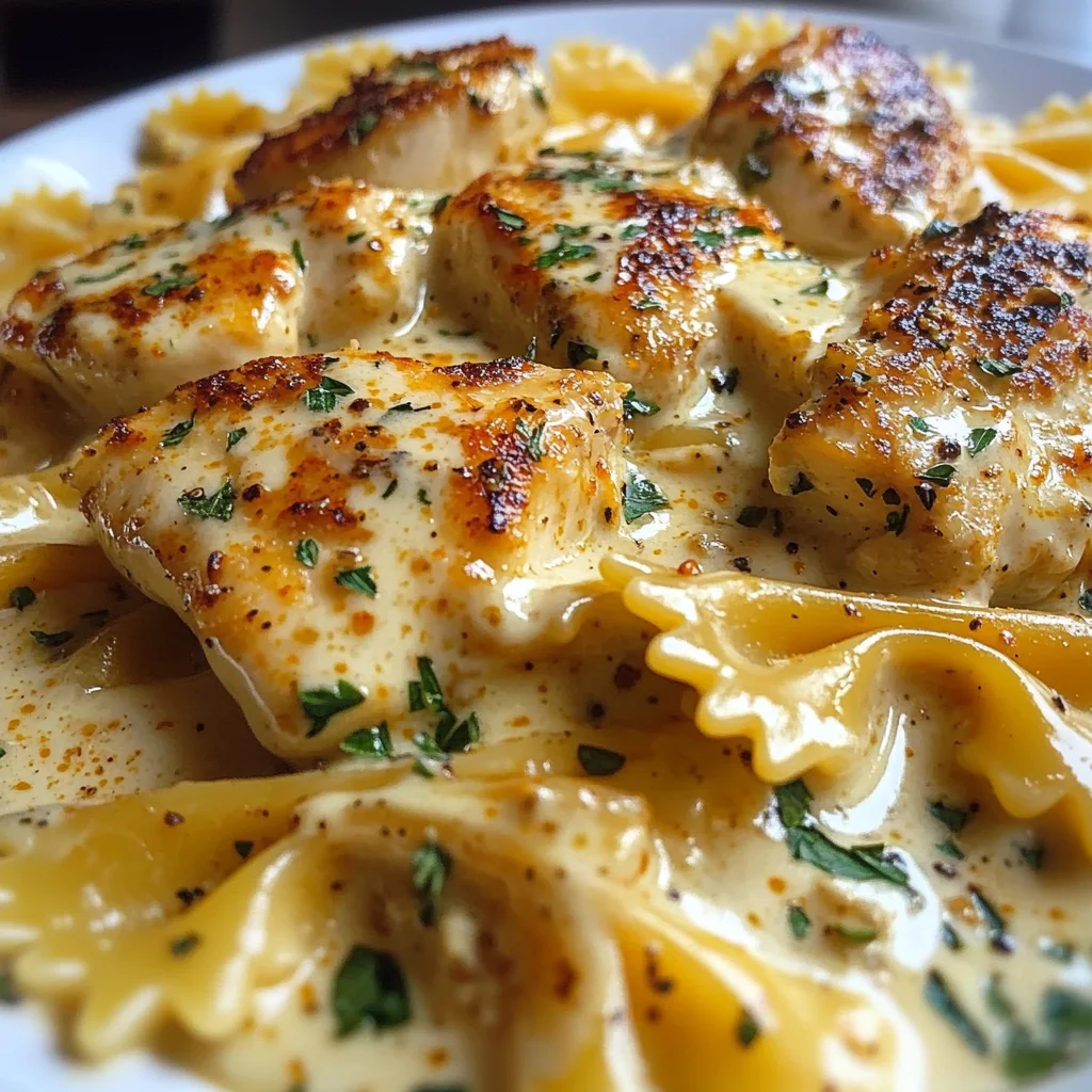 Creamy Cajun Chicken Bowties with Garlic Parmesan Cheese Sauce