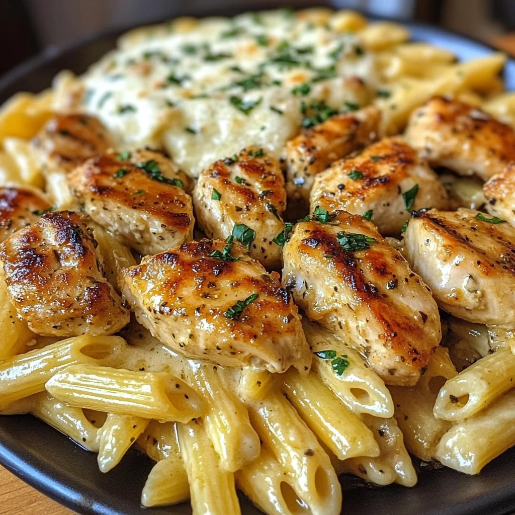 Creamy Garlic Butter Chicken Penne with Parmesan