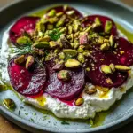 Feta battue, betteraves, pistaches