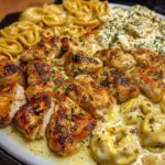 Garlic Butter Chicken with Creamy Tortellini Mozzarella Sauce