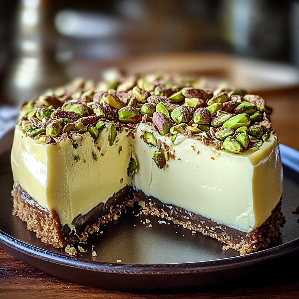 Heavenly Pistachio White Chocolate Cheesecake