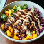 Jerk Chicken & Mango Slaw Bowls with Honey Lime Cream