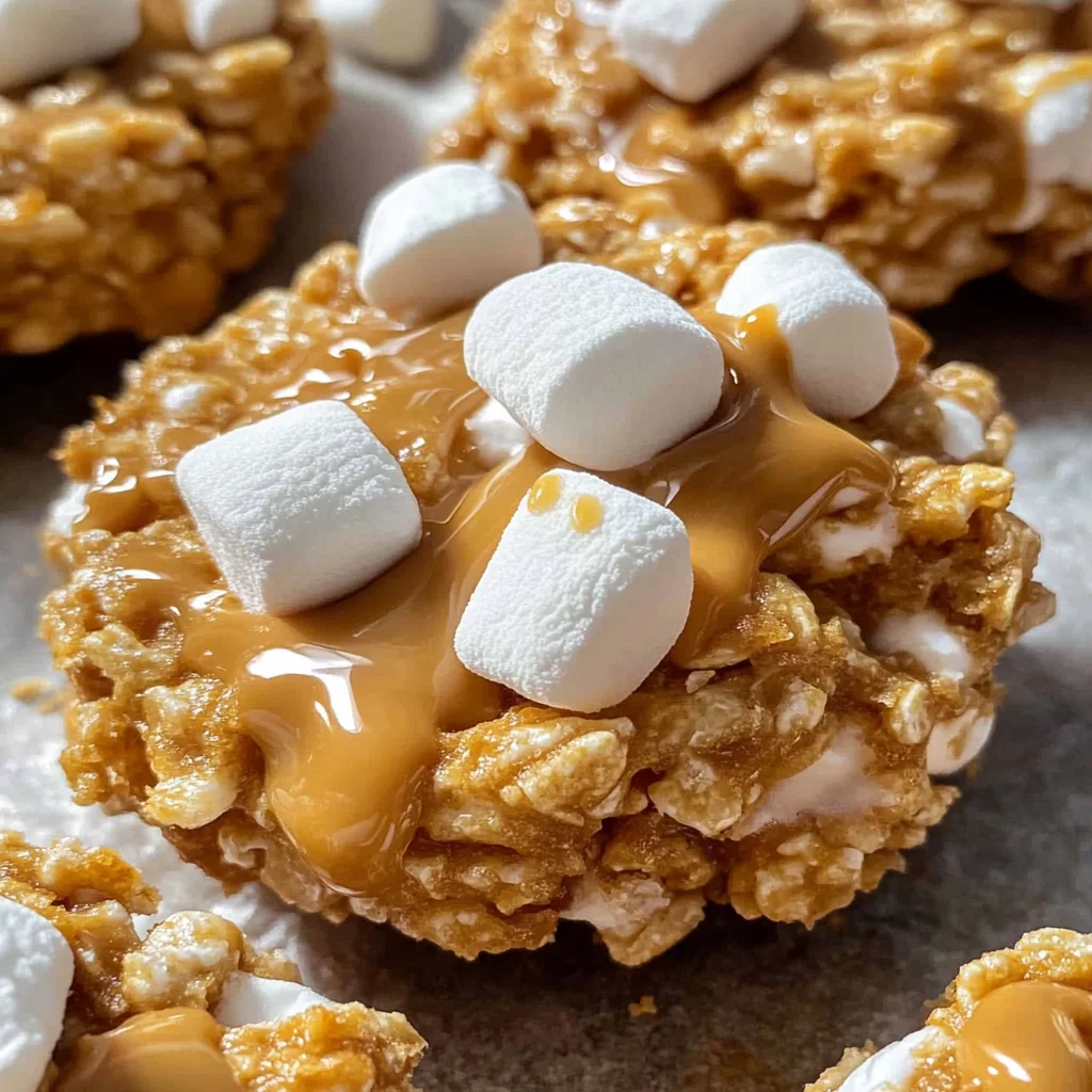 No bake peanut butter Cornflake cookies with marshmallows
