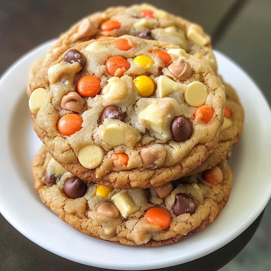 White Chocolate Reese’s Pieces Peanut Butter Chip Cookies