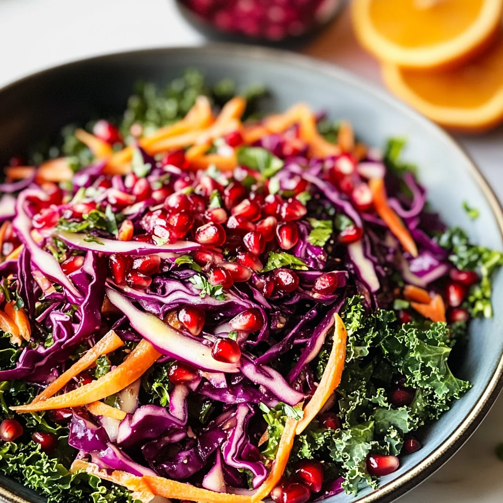 Winter Salad with Red Cabbage, Kale and Pomegranate