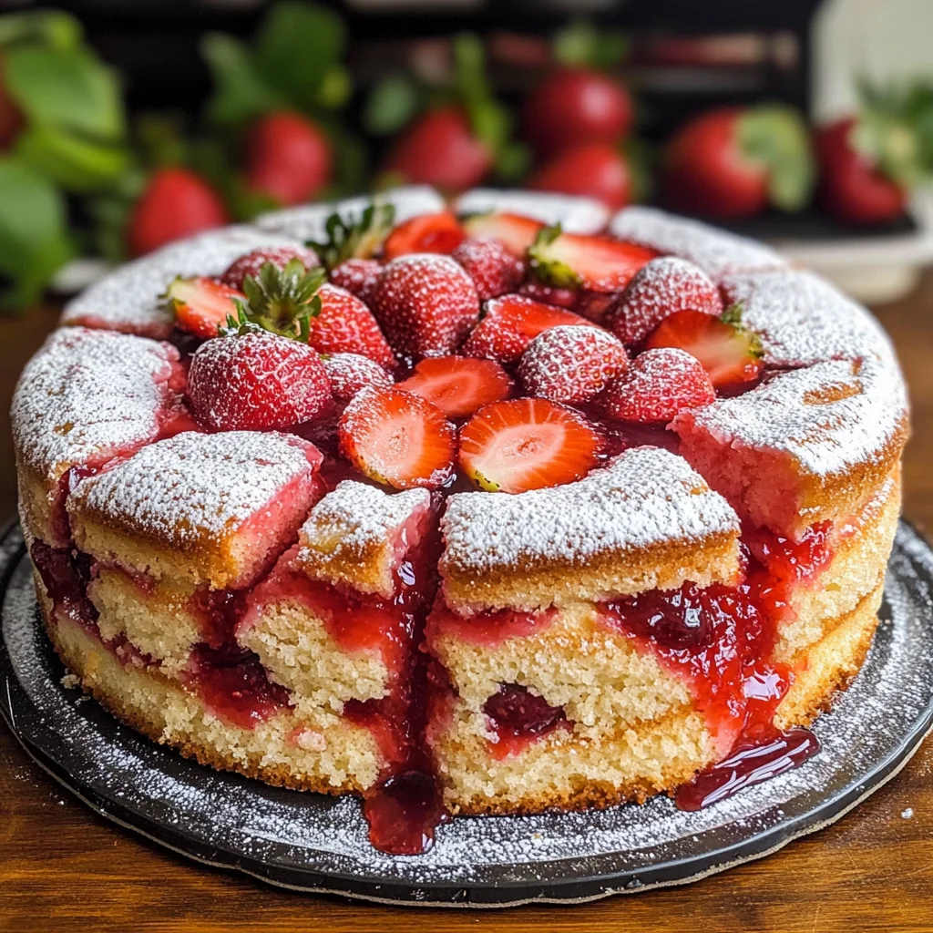 Easy Strawberry Cake with Strawberry Sauce