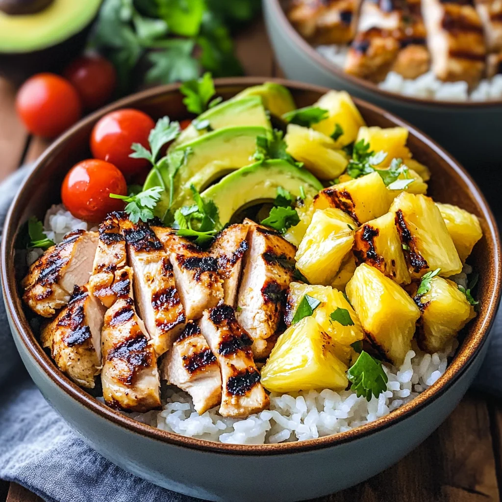 Grilled Chicken and Pineapple Bowls with Coconut Rice Recipe