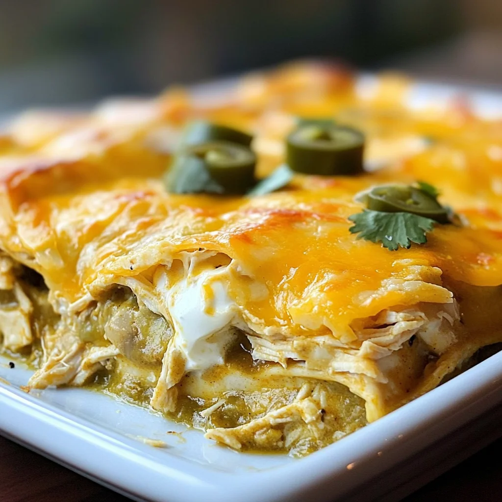 Quick and Easy Green Chile Chicken Enchilada Casserole