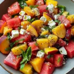 Refreshing and Juicy Watermelon Peach Salad for Hot Summer Days