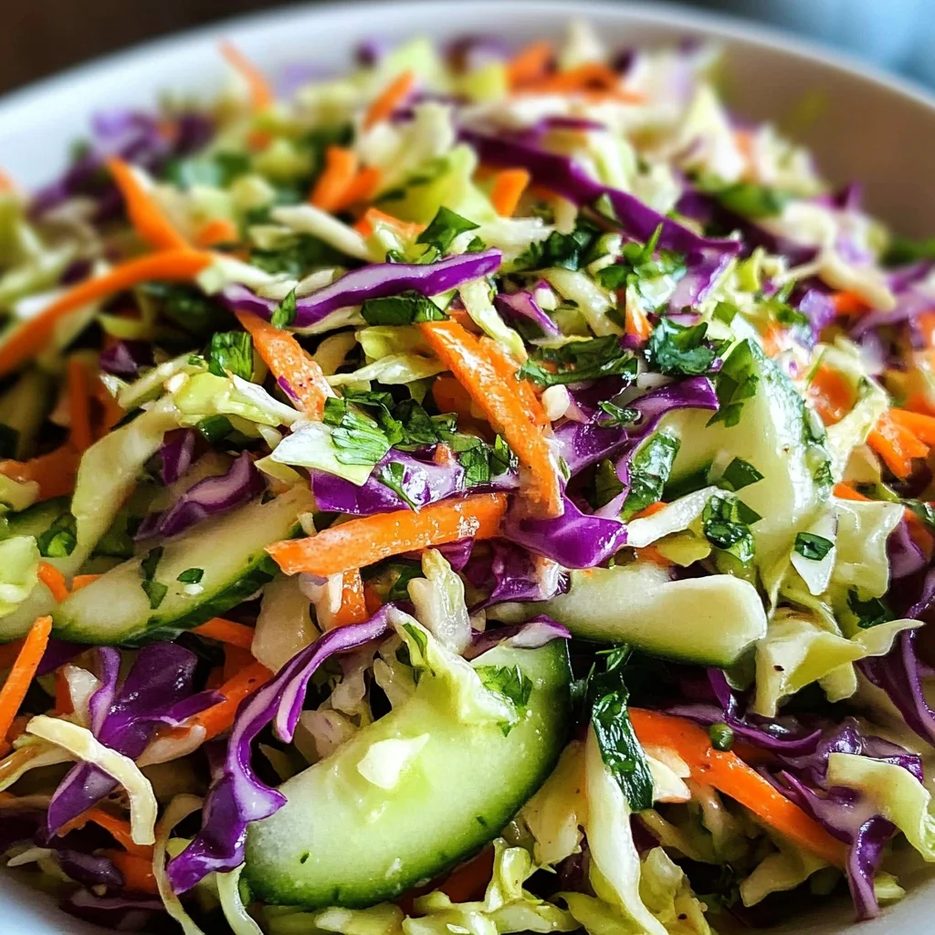 Easy Tangy Vinegar Cabbage Salad with Crisp Vegetables (No Mayo)