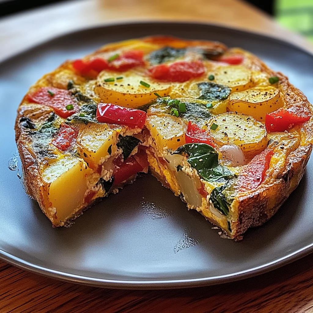 Frittata with Potatoes, Red Peppers, and Spinach Recipe