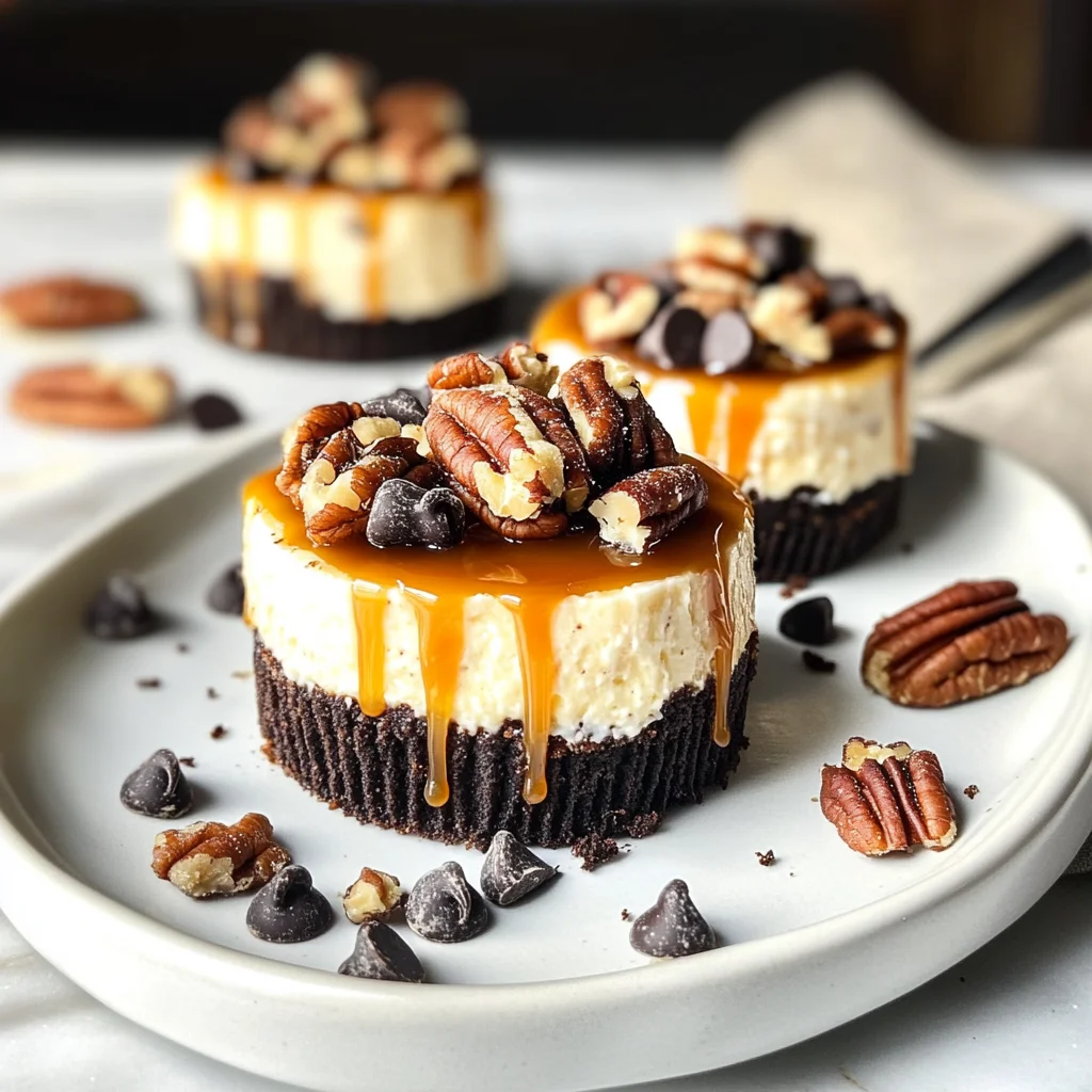 No-Bake Mini Turtle Cheesecakes