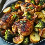 Roast Chicken with Chile-Basil Vinaigrette, Charred Broccoli, and Potatoes