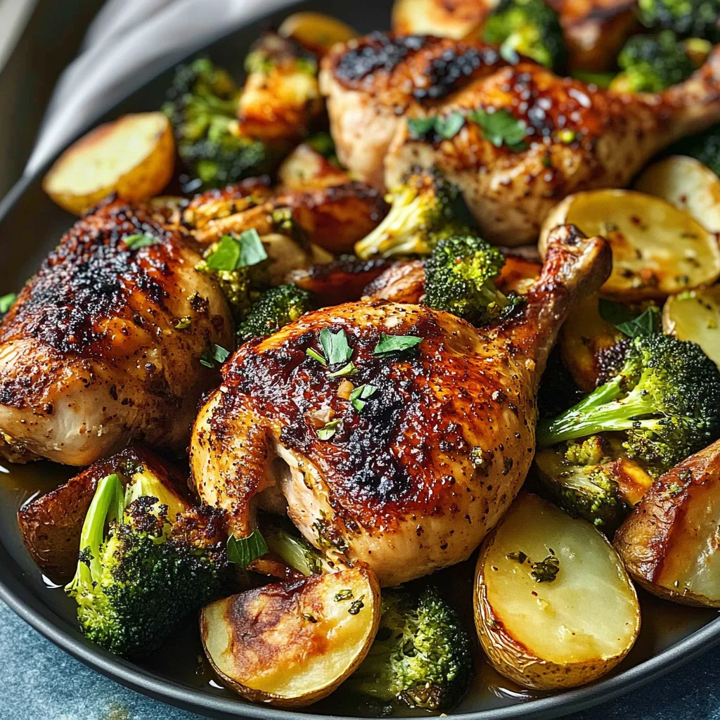 Roast Chicken with Chile-Basil Vinaigrette, Charred Broccoli, and Potatoes