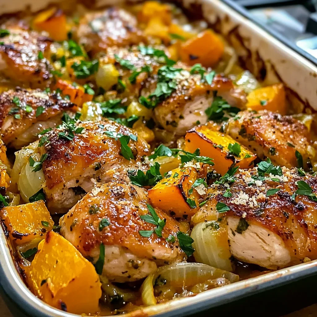 Roasted Chicken Leek and Butternut Squash Bake - Alrightwithme