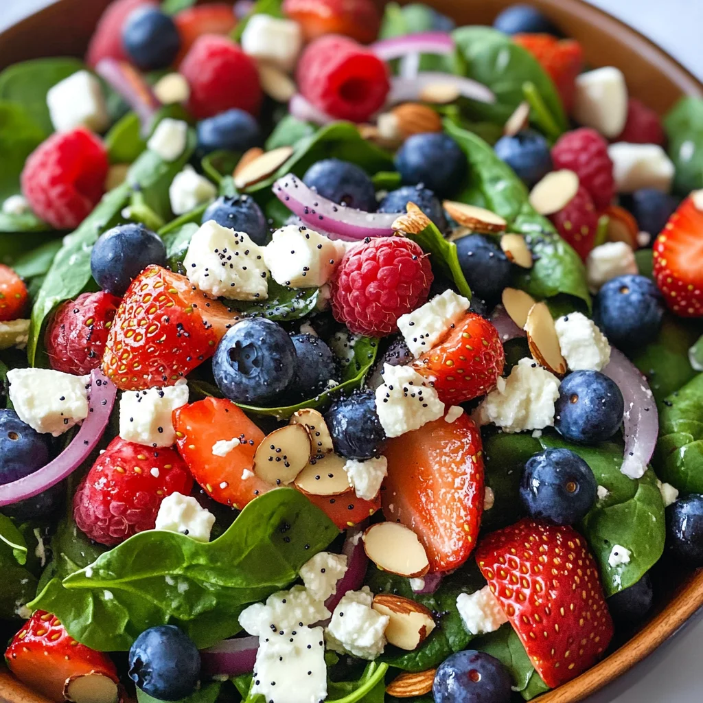 Spinach Berry Salad with Sweet Poppy Seed Dressing