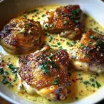 Bobby Flay Chicken Thighs with Creamy Garlic Sauce