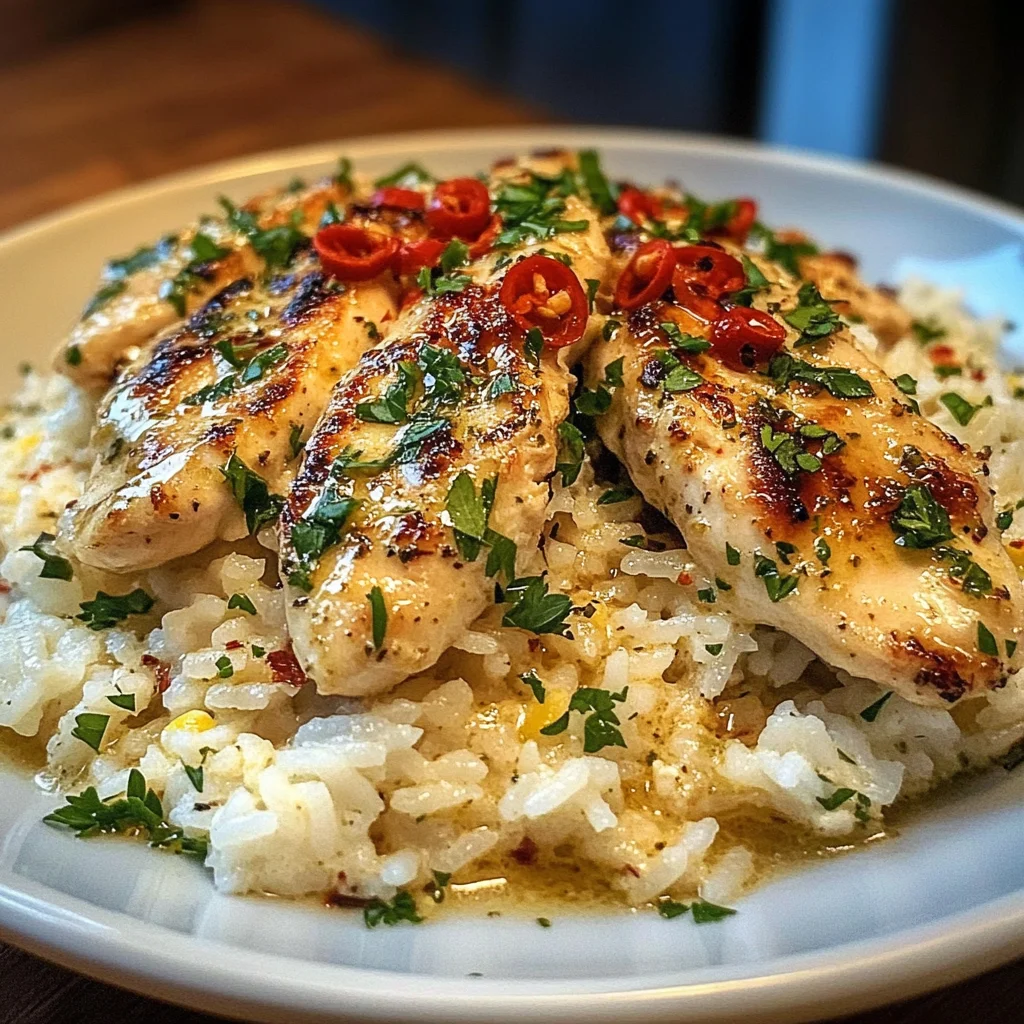 Chicken Scampi with Garlic Parmesan Rice