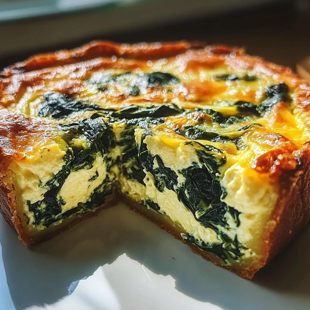 Creamy Crustless Spinach Ricotta Quiche with 14g Protein