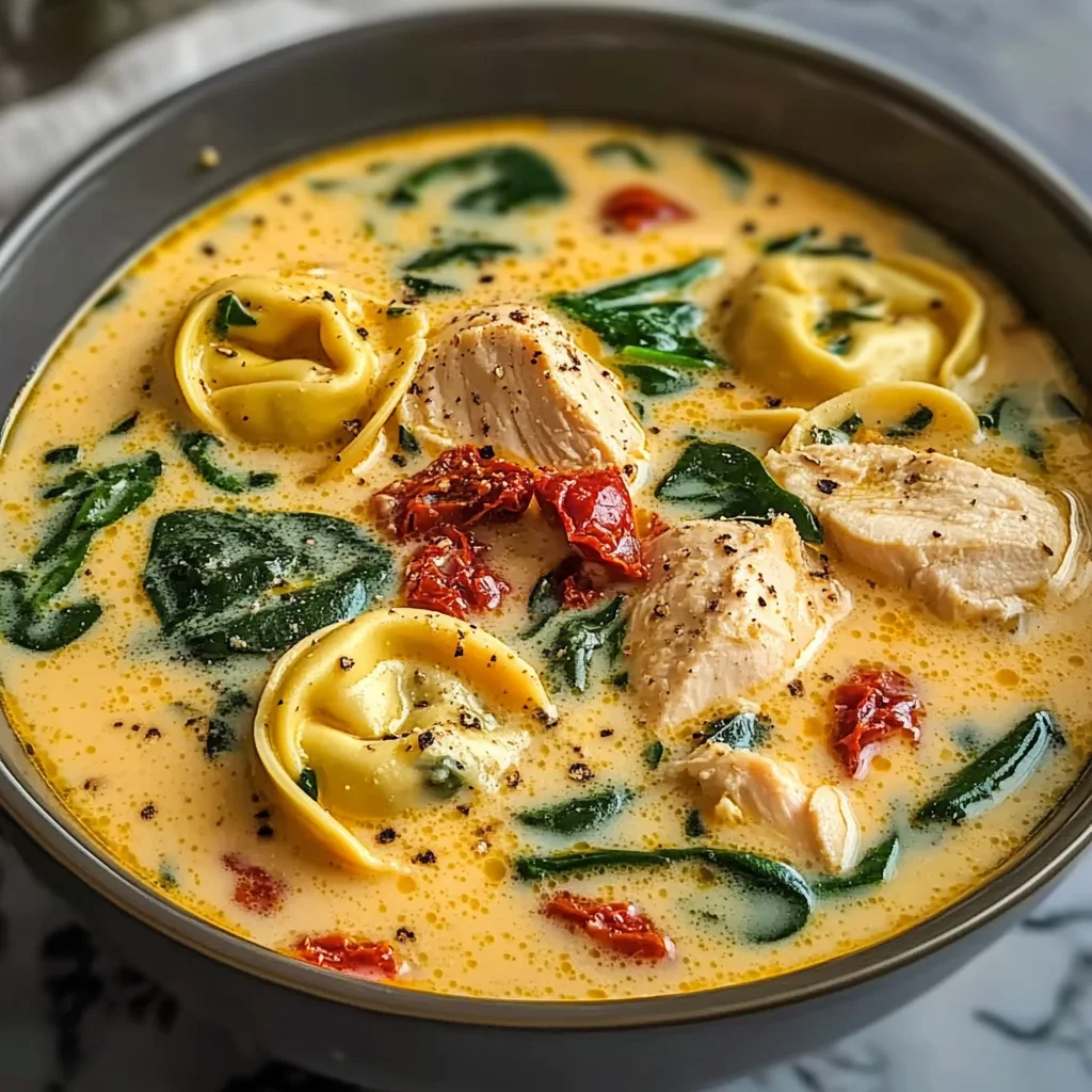 Creamy Tuscan Chicken Tortellini Soup Recipe