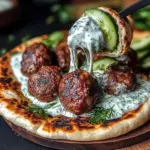 Greek Meatball Pitas With Cucumber Yogurt Sauce
