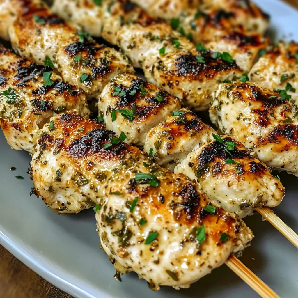 Grilled Ranch Garlic Parmesan Chicken Skewers