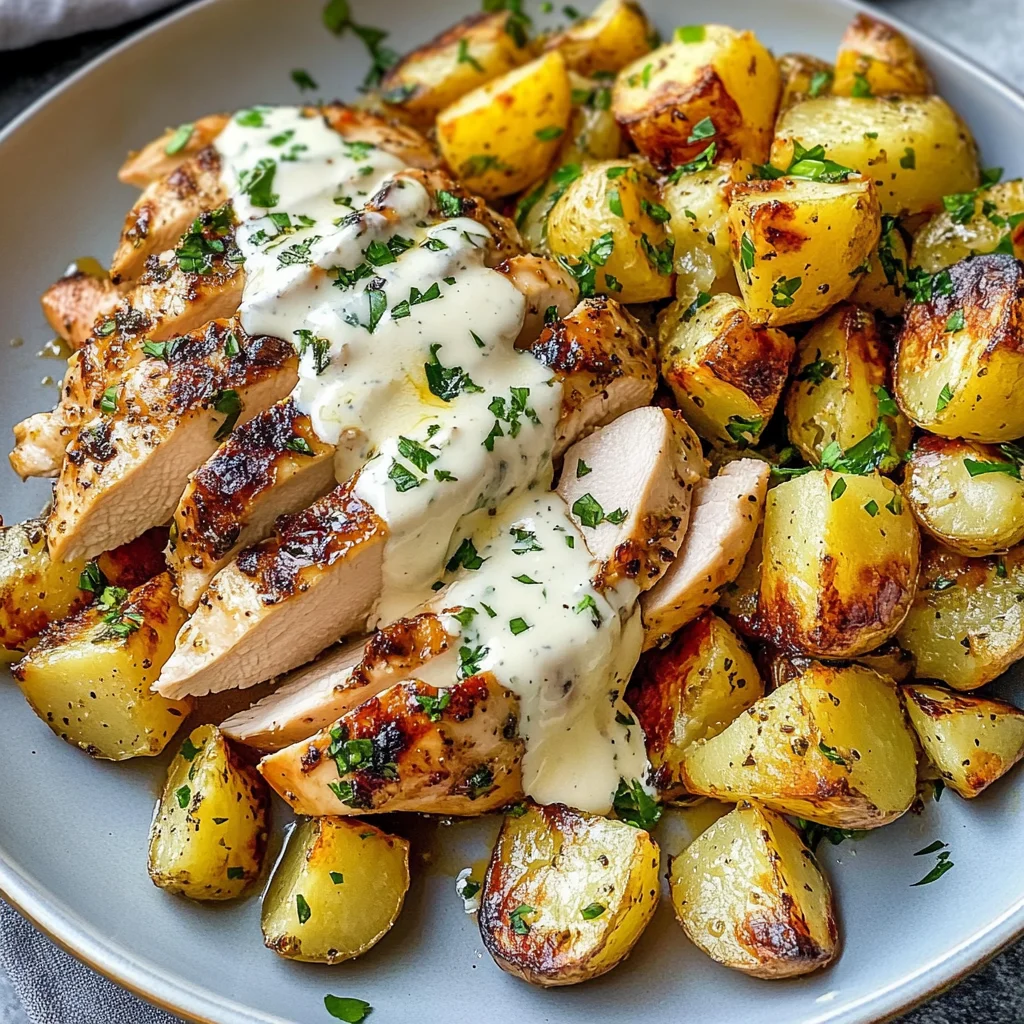Honey Dijon Chicken with Garlic Butter Potatoes
