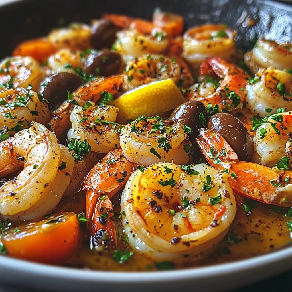 Mediterranean Shrimp Skillet with Lemon Garlic Sauce