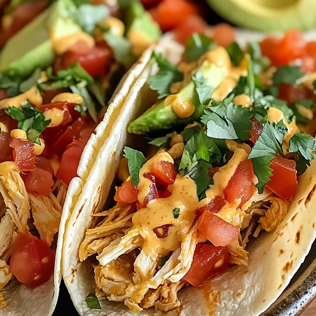Slow Cooker Queso Chicken Tacos