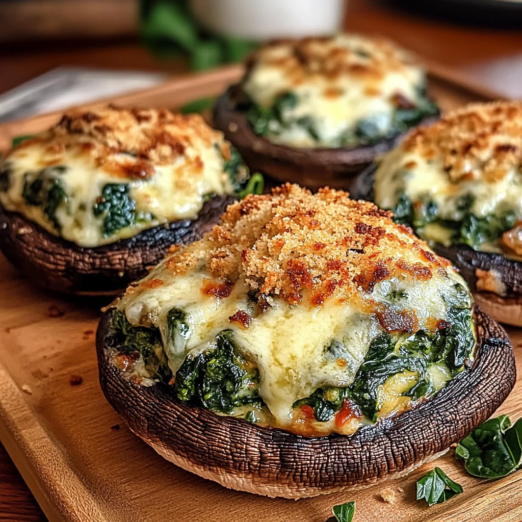 Spinach Cheese Stuffed Portobello Mushrooms