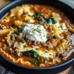 Ultimate Cheesy Beef Lasagna Soup