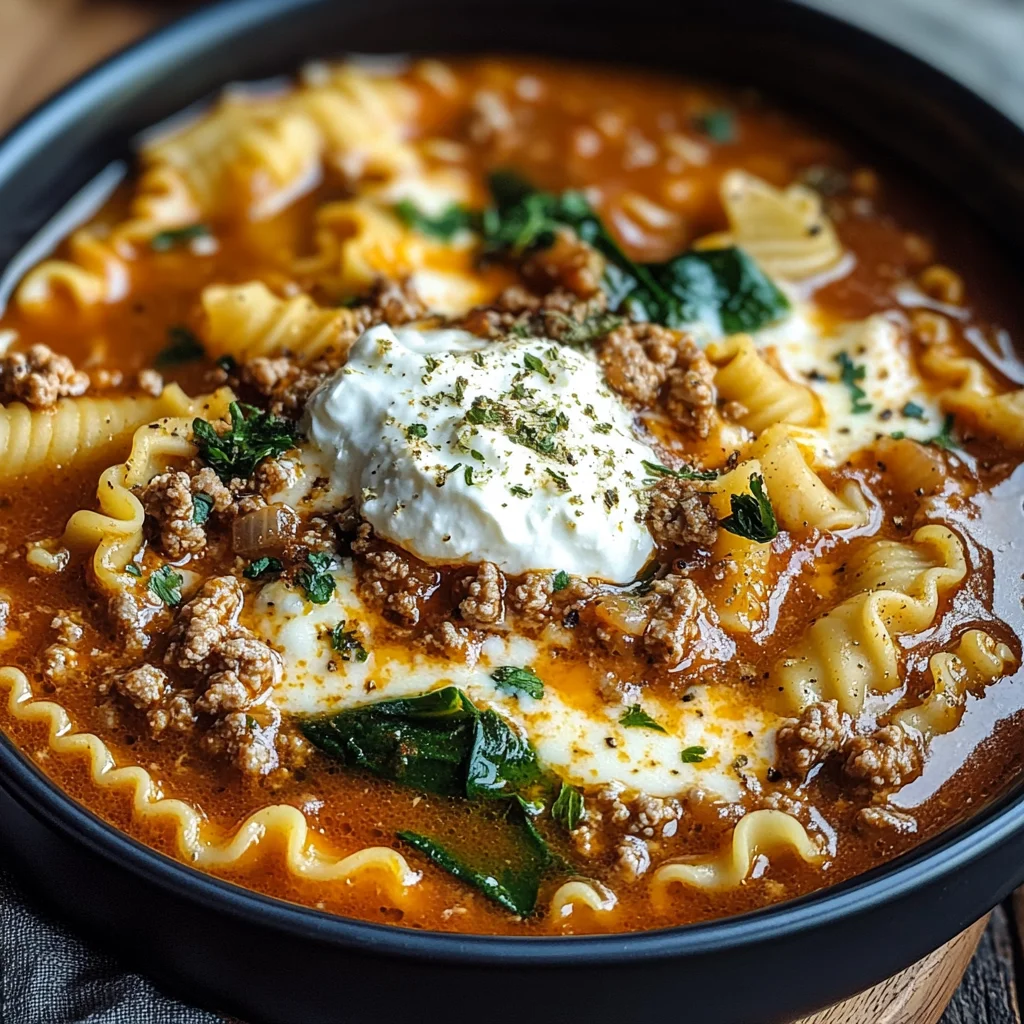 Ultimate Cheesy Beef Lasagna Soup